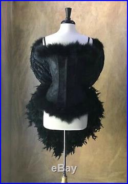 Black Dark Angel Gothic Burlesque Feather Costume withWings Crow Black Bird Raven