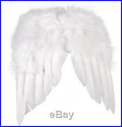 (Black) White Feather Angel Wings Adults Fancy Dress Mens Womens Costume