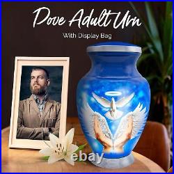 Blue Adult Urn with Wings Bird Cremation Angel Large