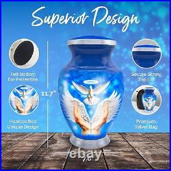 Blue Adult Urn with Wings Bird Cremation Angel Large