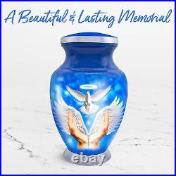 Blue Adult Urn with Wings Bird Cremation Angel Large