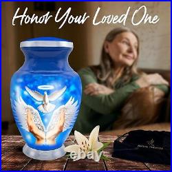 Blue Adult Urn with Wings Bird Cremation Angel Large