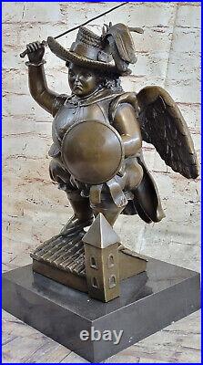 Bronze Sculpture Signed Botero Hand Made Arch Angel With Sword and Wings