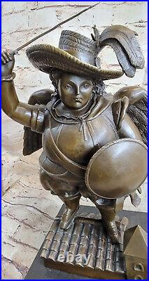 Bronze Sculpture Signed Botero Hand Made Arch Angel With Sword and Wings