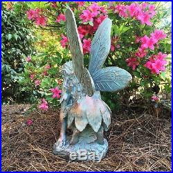 Butterfly Fairy Garden Statue Extra Large Wings Angelic Face Appealing Display