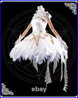 Card Captor Sakura Clear Card OP Ver White Snow Angel Cosplay Costume Dress LOT