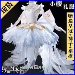 Card Captor Sakura Clear Card White Snow Angel Cosplay Costume Dress Wings Props