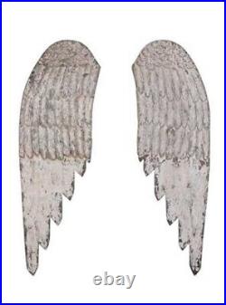 Carved Large White Distressed Angel Wings