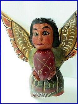 Carved Wood Wing Angel Mexican Folk Art Wall Mask Spanish Colonial 16