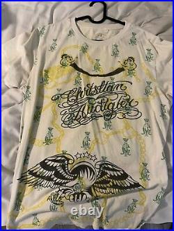 Christian Audigier Shirt Men L Bling Chains Ange Wings Vintage