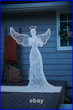 Christmas LED Angel w Neon Large Wings Outdoor Patio Yard Xmas Decor Lights 5ft