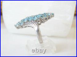 Chuck Clemency Large Sterling Silver Genuine Blue Spinel Wave Wing Ring Size 7.5
