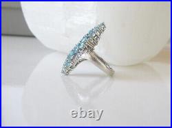 Chuck Clemency Large Sterling Silver Genuine Blue Spinel Wave Wing Ring Size 7.5