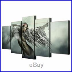 Classic Angel Wings Bow Arrow Lady Worrior Canvas Prints Painting Wall Art 5PCS