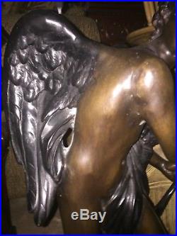 Classic Bronze Large (25 High) Male Winged Angel withmarble base