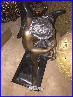 Classic Bronze Large (25 High) Male Winged Angel withmarble base
