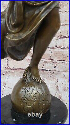 Classic Bronze Large 25 High Woman Winged Angel w marble base Lost Wax