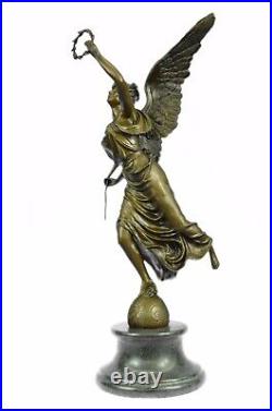 Classic Bronze Large (25 High) Woman Winged Angel withmarble base Lost Wax