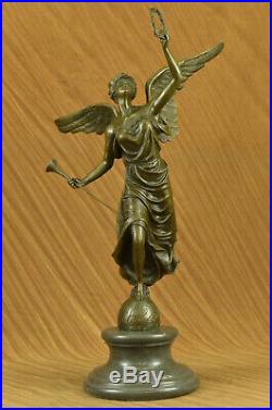 Classic Bronze Large (25 High) Woman Winged Angel withmarble base Lost Wax Deal