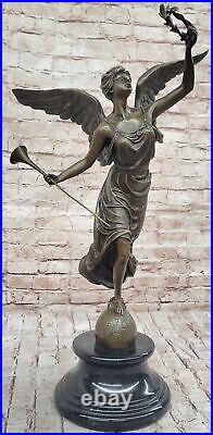 Classic Bronze Large (25 High) Woman Winged Angel withmarble base Lost Wax Deal