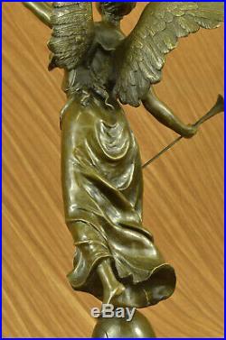 Classic Bronze Large (25 High) Woman Winged Angel withmarble base Lost Wax Deal