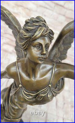 Classic Bronze Large (25 High) Woman Winged Angel withmarble base Lost Wax Deal