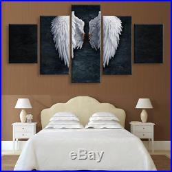 Classical White Angel Wings Vintage Art 5 pieces Canvas Wall Poster Home Decor