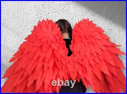 Cosplay fairy wings. Large angel wings accessory for a photo shoot. Red wings