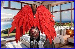 Cosplay fairy wings. Large angel wings accessory for a photo shoot. Red wings