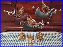 Costco Decorative Christmas Angel Finials Set Of 3 with Gold Tone Accent