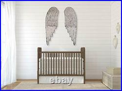 Creative Co-Op Large Decorative Wood Wall Angel Wings in Distressed Cream