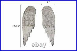 Creative Co-Op Large Decorative Wood Wall Angel Wings in Distressed Cream