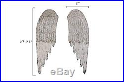 Creative Co-op Large Decorative Wood Wall Angel Wings in Distressed Cream