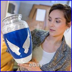 Cremation Urns for Human Ashes Adult Female Male Angel Wings Large Medium Blue D