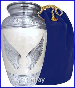 Cremation Urns for Human Ashes Adult Female Male Angel Wings Large Medium White