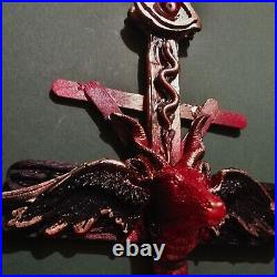 Cross necklace pendant amulet crucifix ritual satanic witch eye goat wings snake