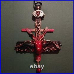 Cross necklace pendant amulet crucifix ritual satanic witch eye goat wings snake