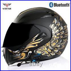 DOT Bluetooth Flip Up Modular Motorcycle Helmets ATV Dirt Bike Full Face Helmet