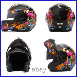 DOT Flip Up Modular Bluetooth Motorcycle Helmet ATV Dirt Bike Vented Moto Helmet