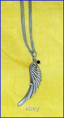 DOWER & HALL Silver large Angel Wing Necklace 43cm/17