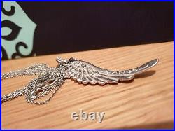 DOWER & HALL Silver large Angel Wing Necklace 43cm/17