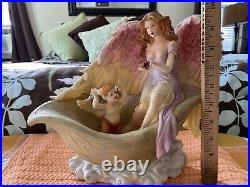 DWK 2000 resin Woman Angel withwings and baby sculpture Figurine 10.5 Tall RARE