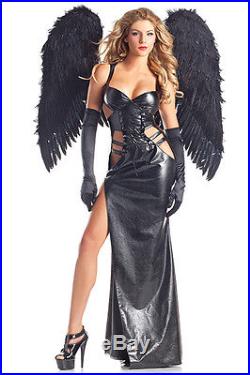 Dark Angel Goth Vampire costume Dress Wings S M L Punk faux leather Glam