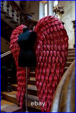 Dark Red Angel Wings Costume Cosplay Halloween Moveable Articulated Extra Large