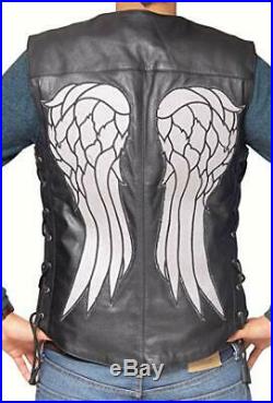 Daryl Dixon The Walking Dead Angel Wings Black Leather Vest
