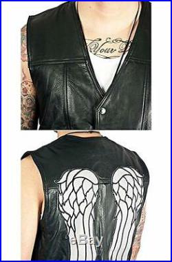 Daryl Dixon Vintage Real Leather Angel Wings Vest The Walking Dead Series