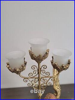 Decorative Christmas Angels With Candelabras Set Of 2, Hand Painted