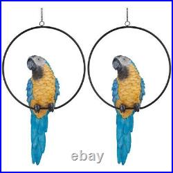 Design Toscano Polly in Paradise Parrot on Ring Perch Large Set of Two