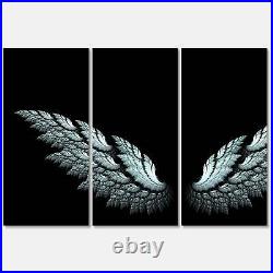 Designart'Angel Wings on Black Background' Abstract Art Black 36 in. Wide x 28