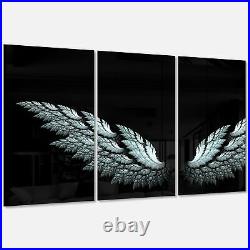 Designart'Angel Wings on Black Background' Abstract Art Black 36 in. Wide x 28